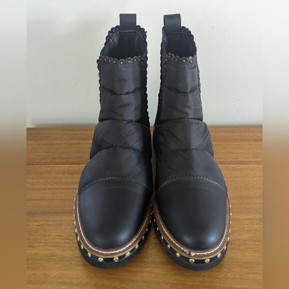 Free People Leather Studded Bootie 39/9 Whimsigoth Boho Dark Academia Maximalist - Picture 3 of 13